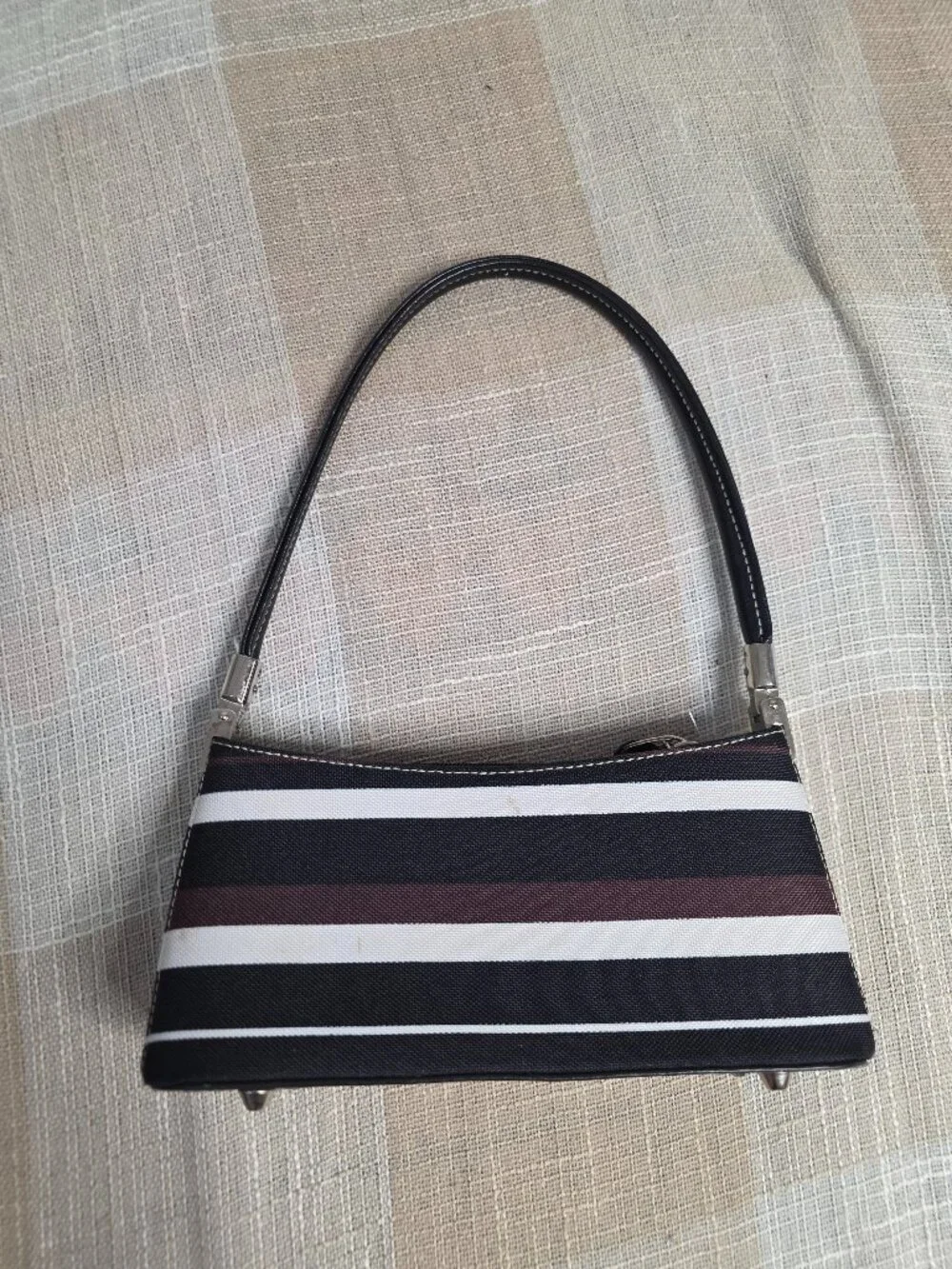y2k Latte Girl McBling Girly Femi Indie Brown, white Striped Mini Clutch Bag